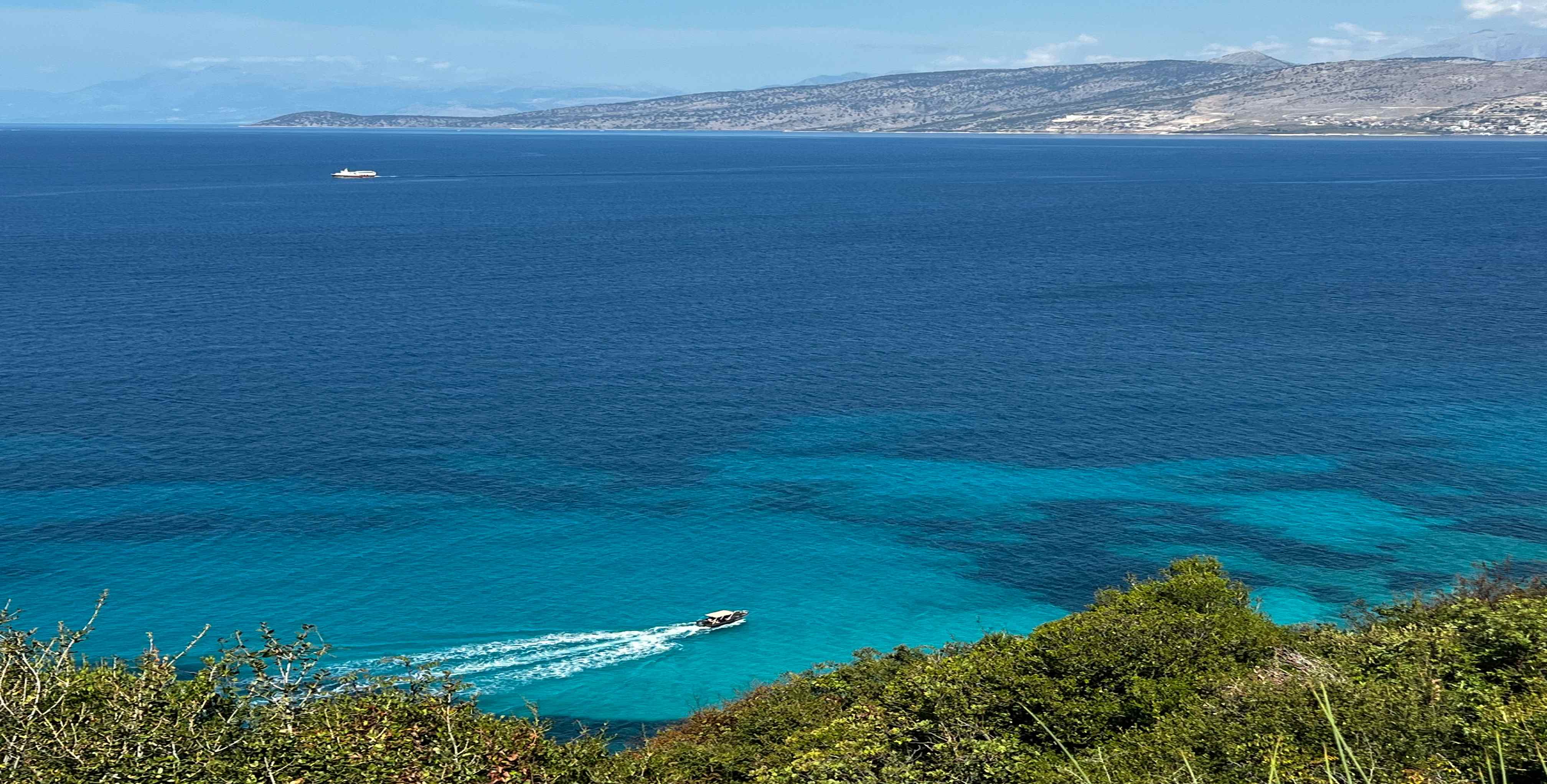 Boutique holiday apartment Saranda Albania - turquoise Ionian Sea coastline view